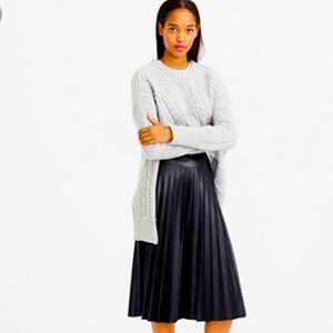 J Crew Black Faux Leather Pleated Skirt